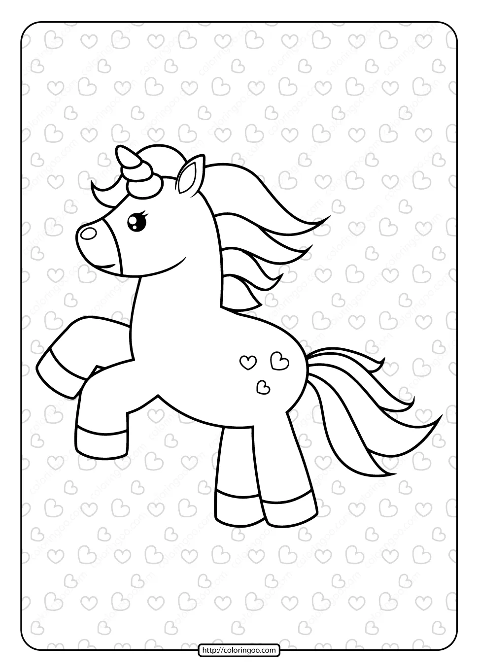 Free printable galloping unicorn coloring page printable coloring page
