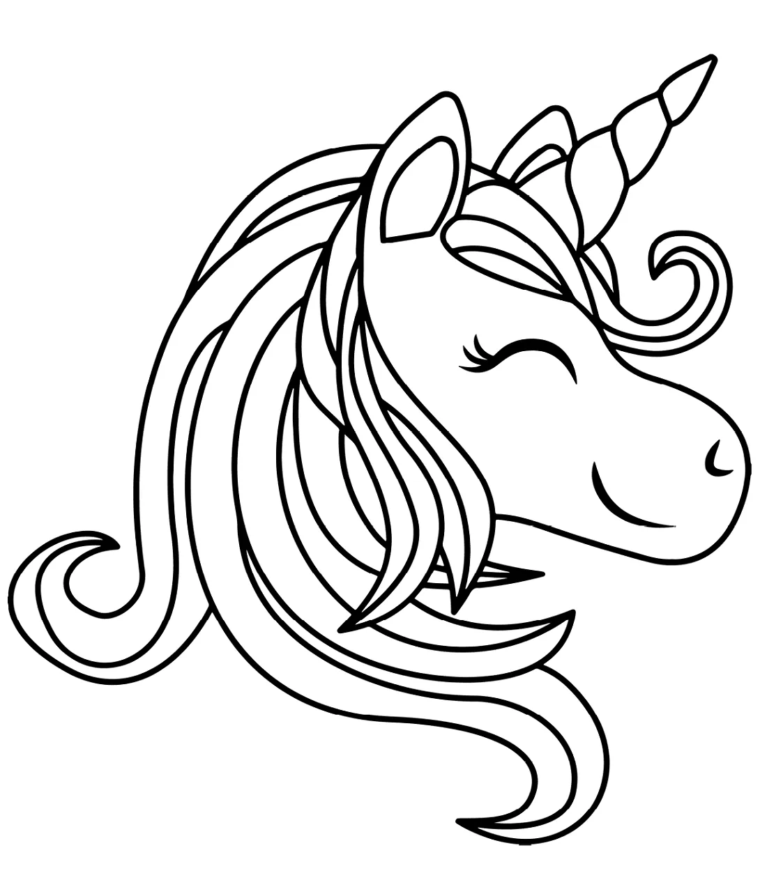 Simple unicorn's head coloring page free printable coloring pages for