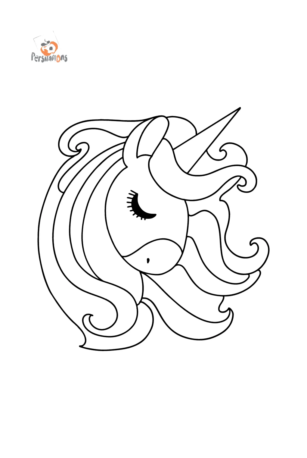 Unicorn head for kids coloring page ♥ online and print for free!