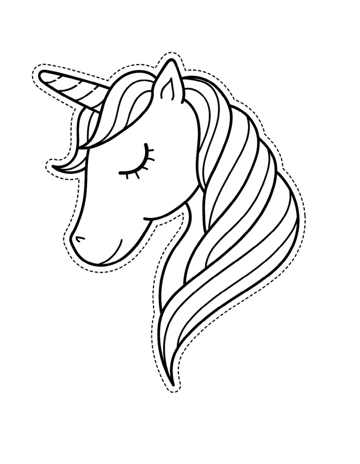 Head unicorn coloring page download, print or color online for free