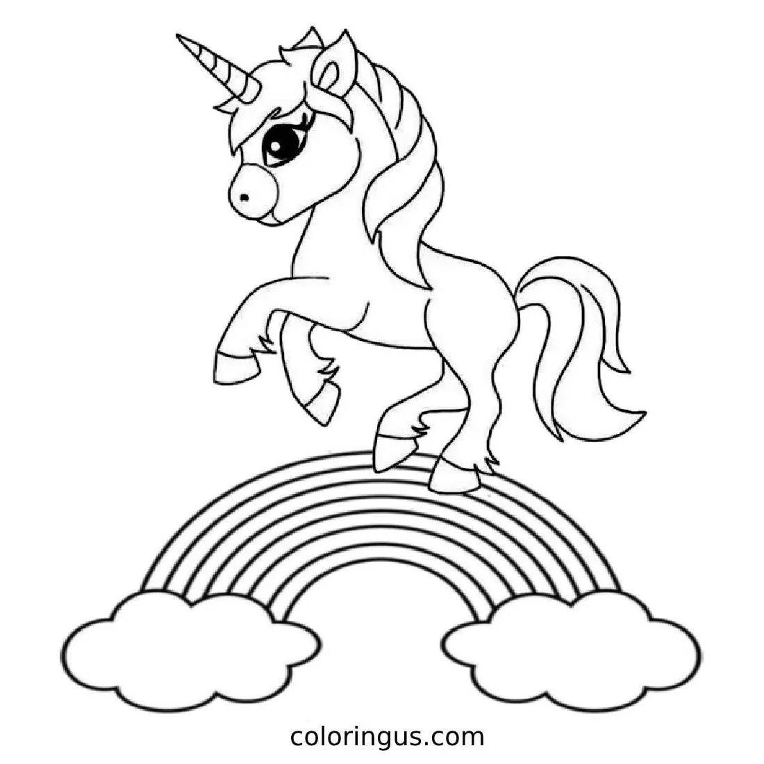 Unicorn With A Rainbow Coloring Page Coloring Pages