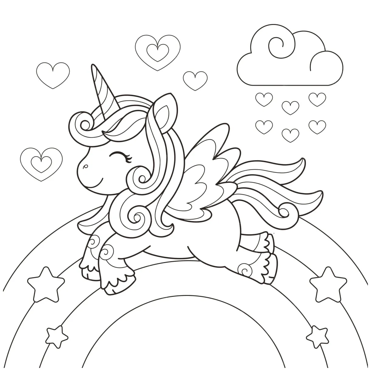 Rainbow And Unicorn Coloring Pages Coloring Pages