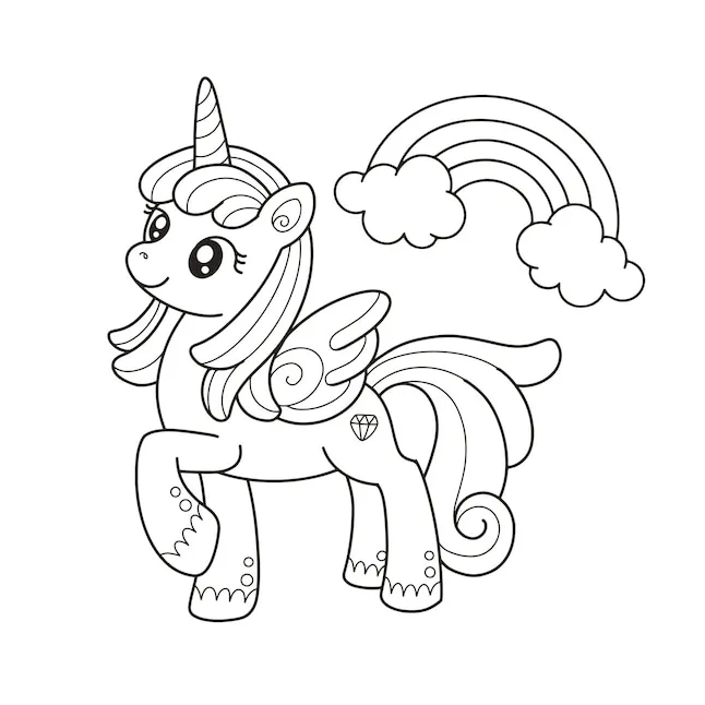 Premium Vector | Unicorn rainbow coloring page illustration