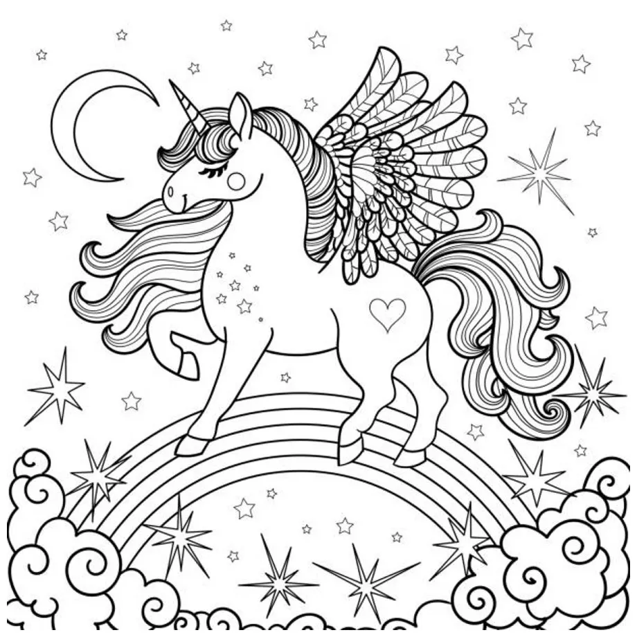 Coloring Page Rainbow Unicorn & coloring book.
