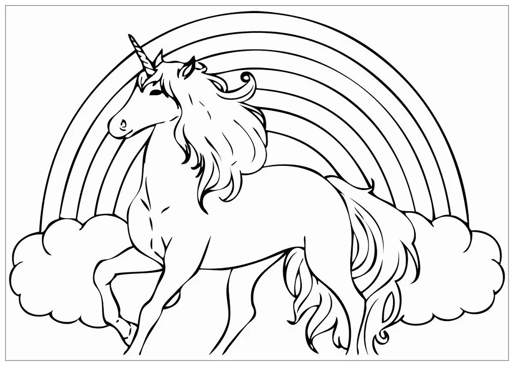 Unicorn Rainbow Coloring Page & coloring book.