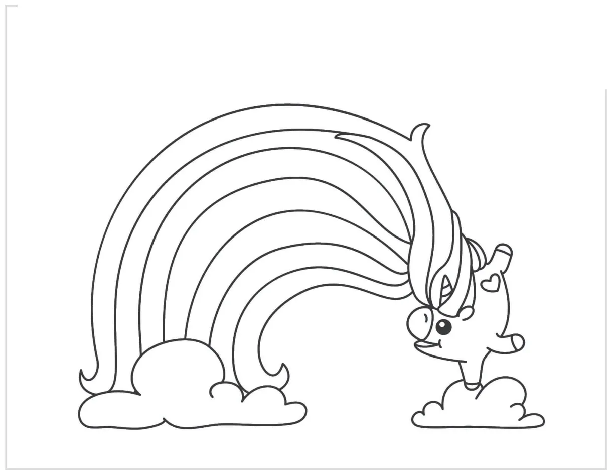 Rainbow unicorn coloring page download, print or color online for free