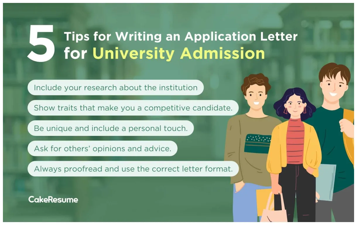 How to write an application letter for university +sample included cake