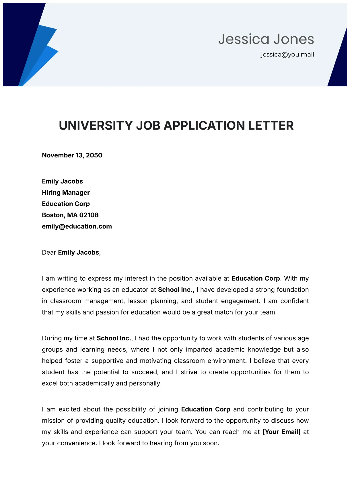 Free sample formal job application letter template edit online printable coloring page