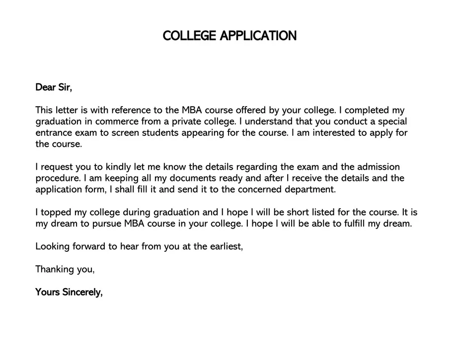 Free college admission application letter templates printable coloring page