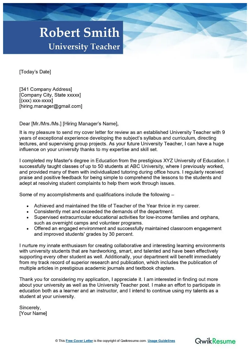 What is a cover letter for university application infoupdate