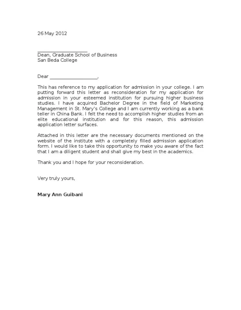 Application letter for university admission what is a motivational