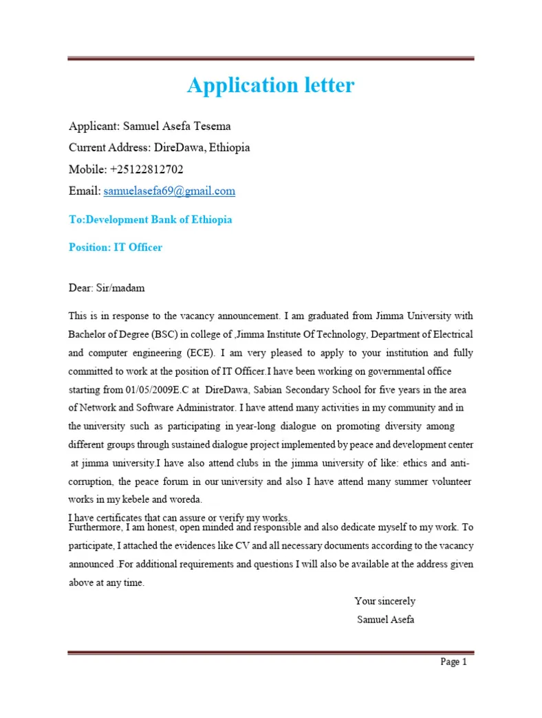 Application letter pdf academic degree computing