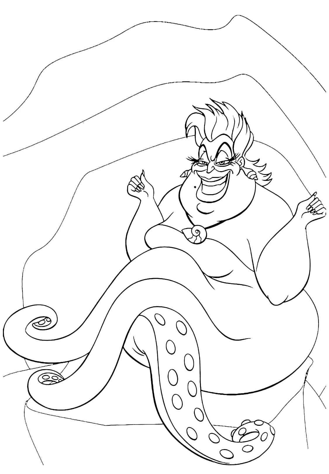 The little mermaid ursula the evil witch of the sea printable coloring page
