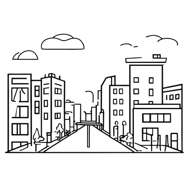 Premium vector coloring page design nature or urban city printable coloring page