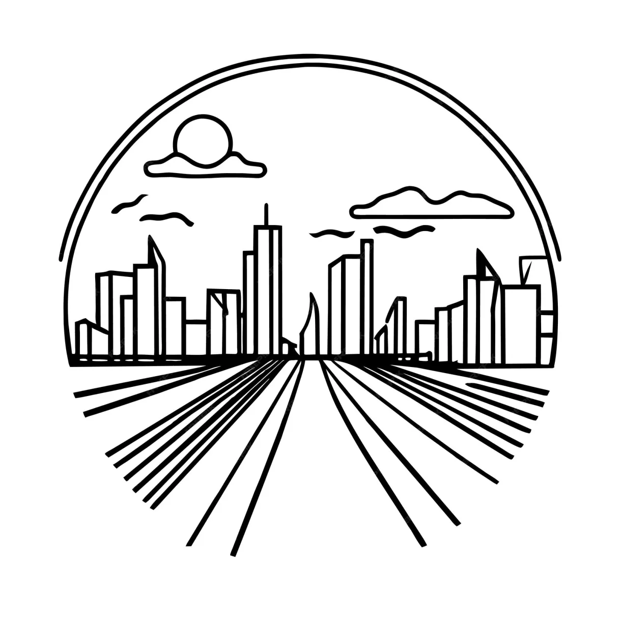 Premium vector coloring page design nature or urban city