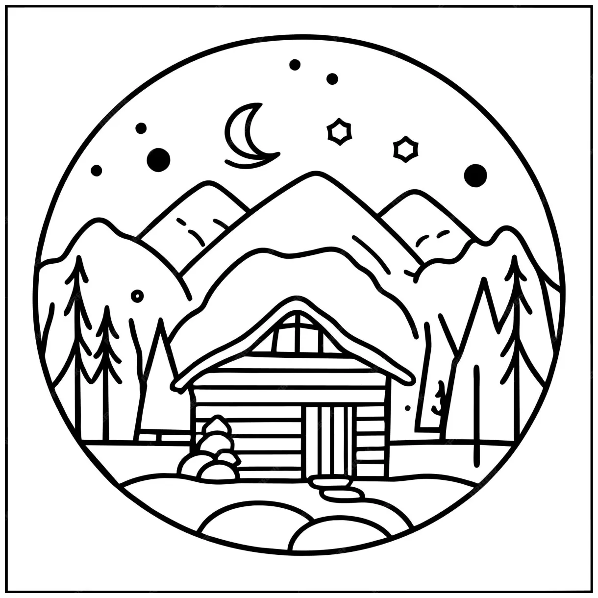 Coloring page design nature or urban city premium ai-generated vector