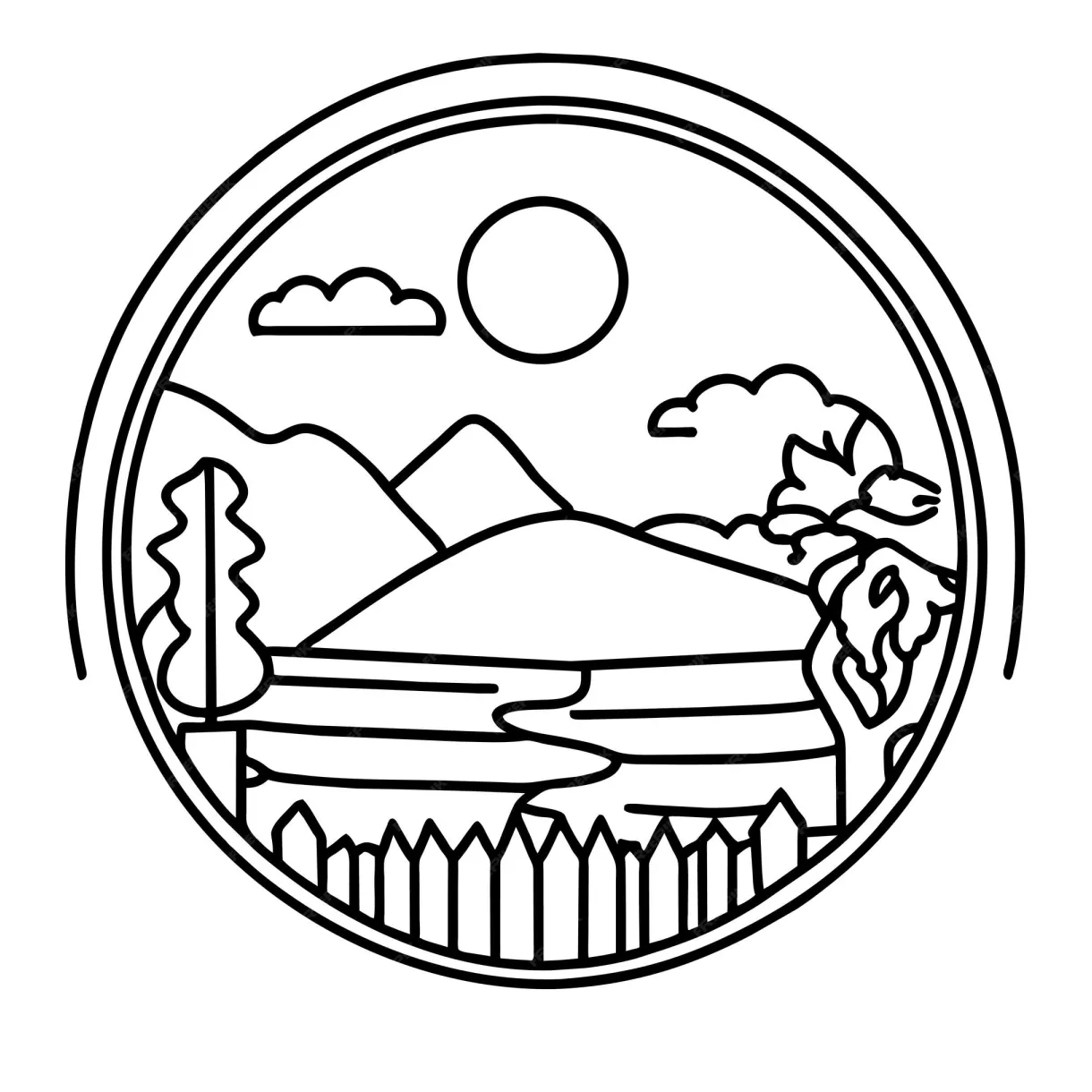 Premium vector coloring page design nature or urban city