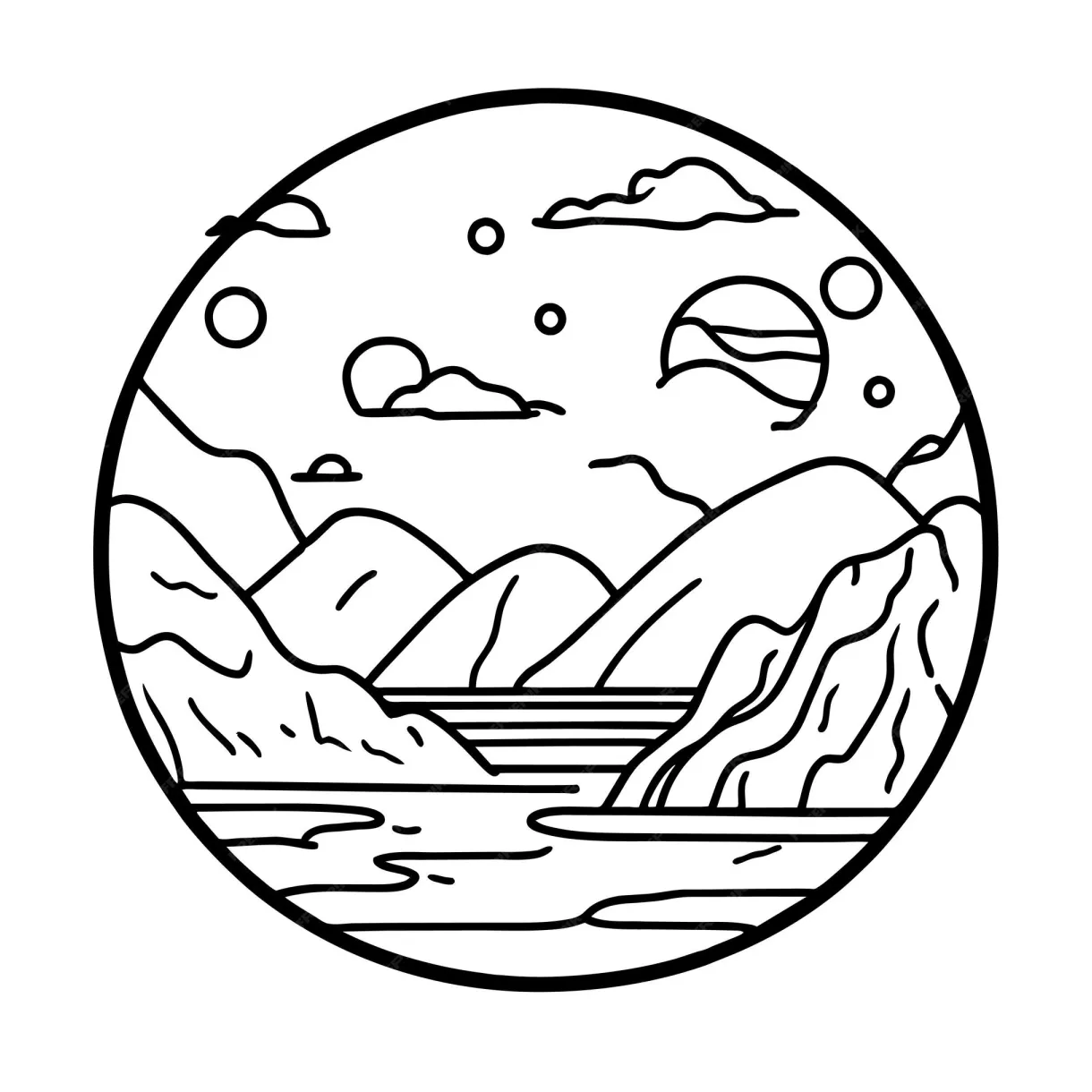 Premium vector coloring page design nature or urban city