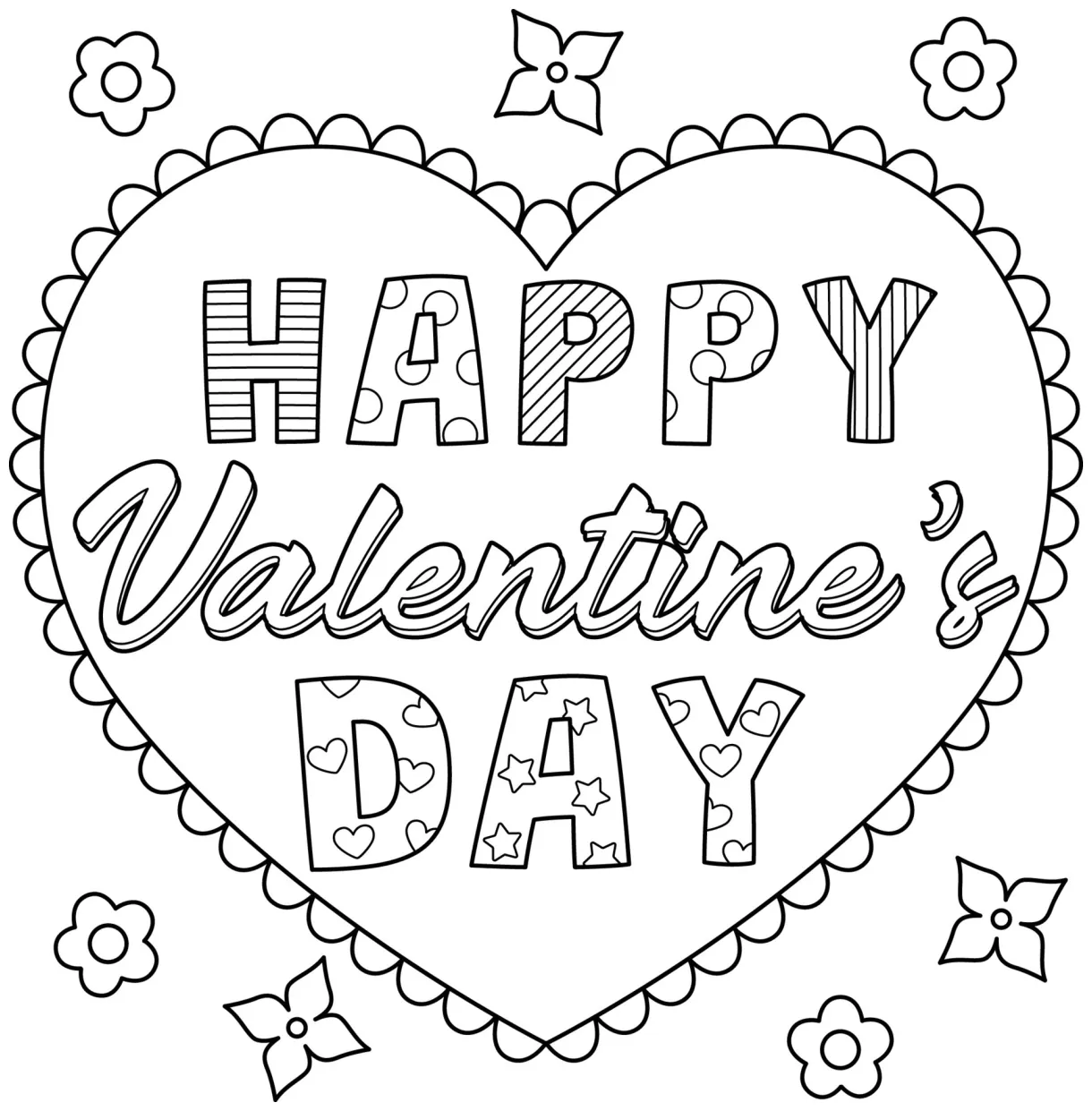 Happy valentines day coloring page for kids 13801664 vector art at vecteezy