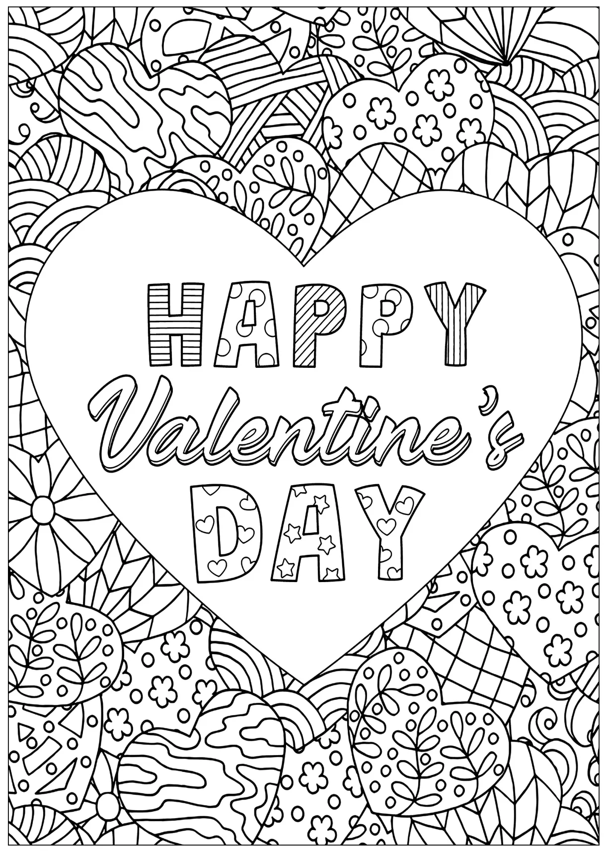 Valentines day coloring pages printable art and words