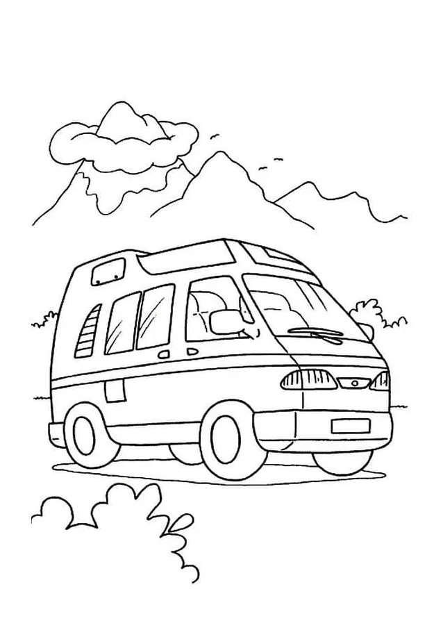 Classic Van Coloring Page - Free Printable Coloring Pages for Kids