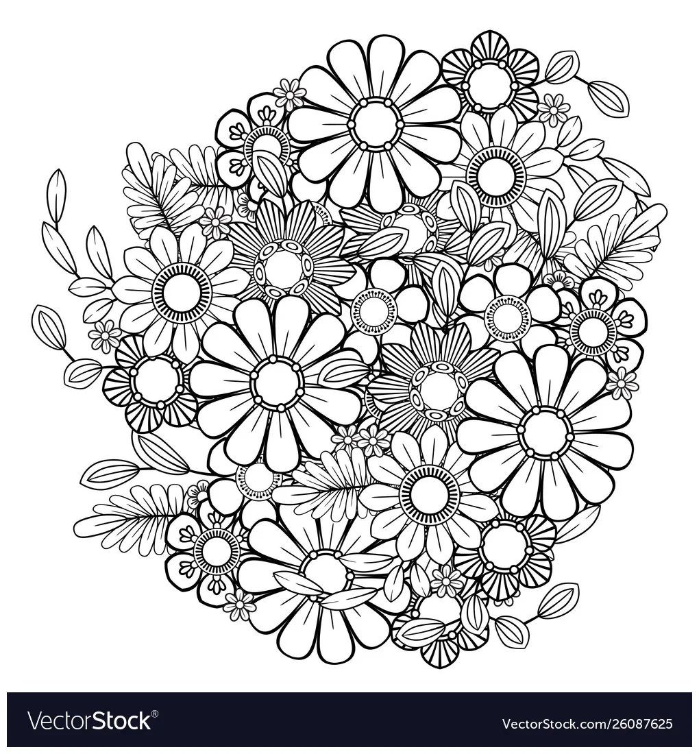 Floral coloring page vector