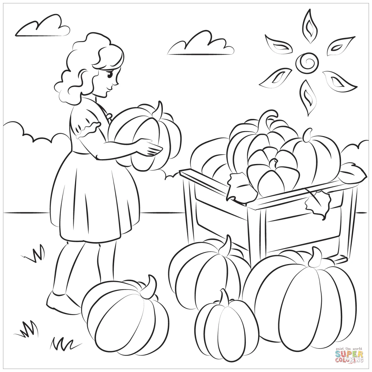 Harvest with Pumpkins coloring page | Free Printable Coloring Pages