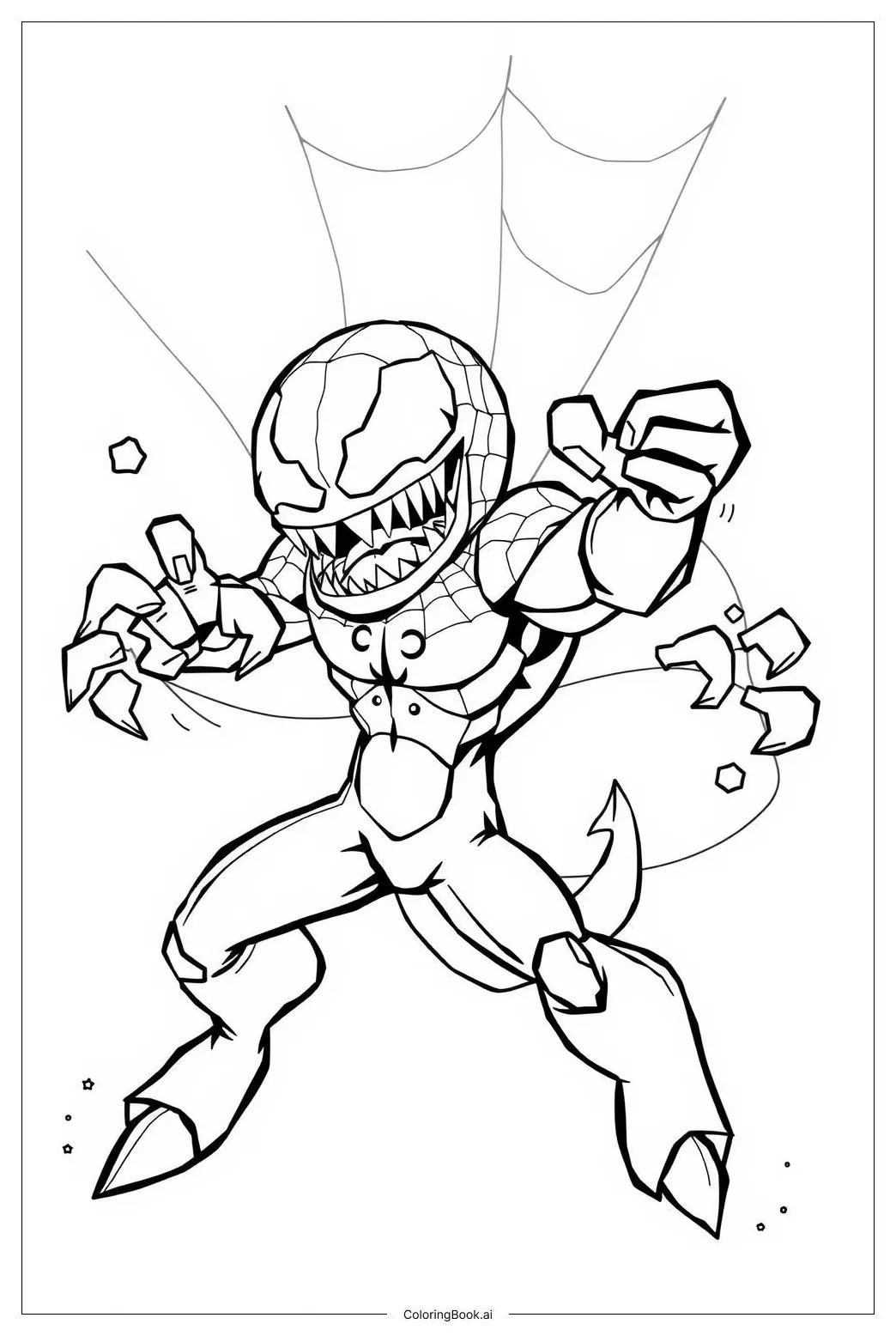 Venom web shooting coloring page free pdf&png printable