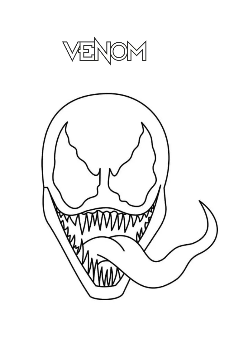 Venom with model coloring page easy drawing