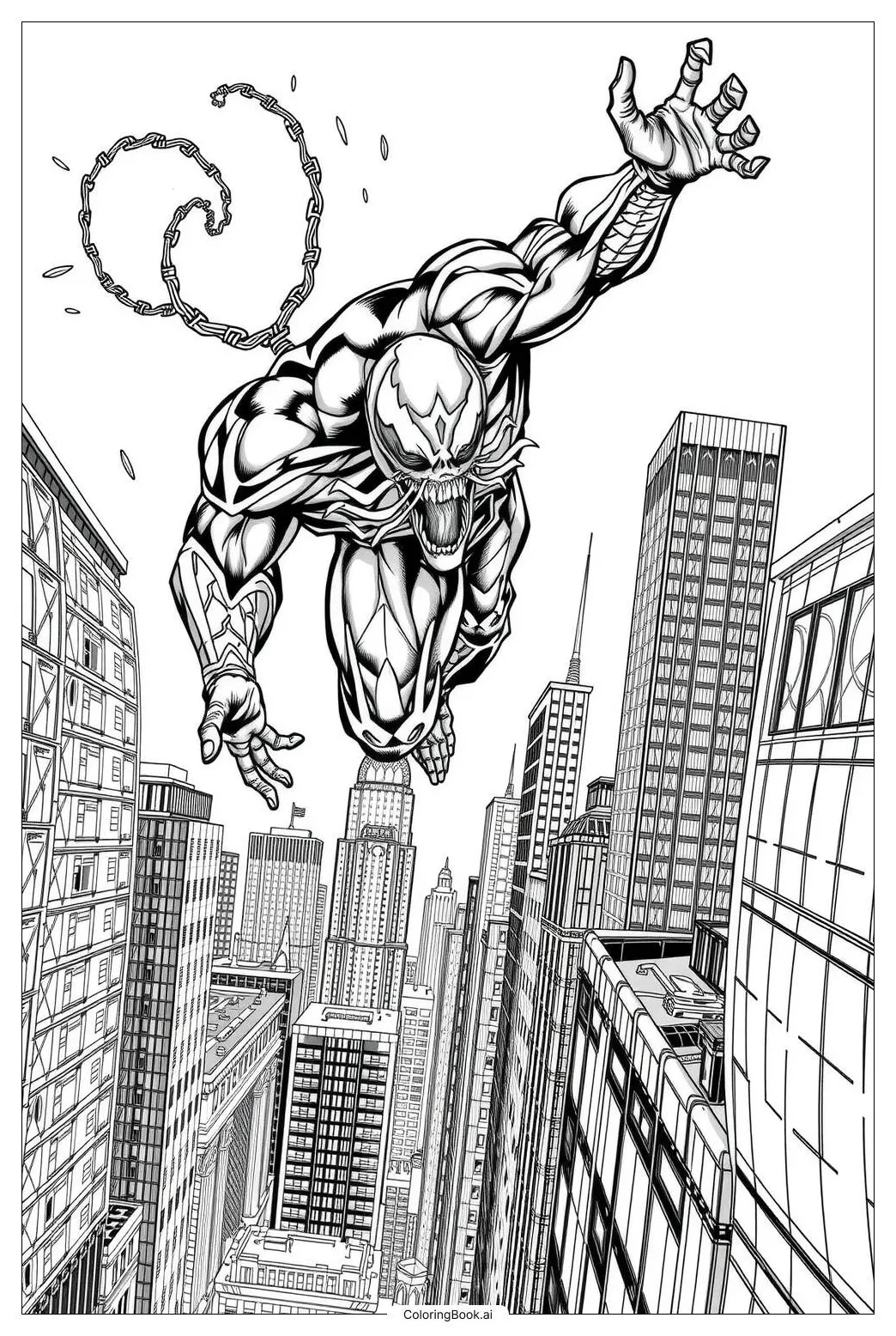 Venom building jump coloring page free pdf&png printable printable coloring page