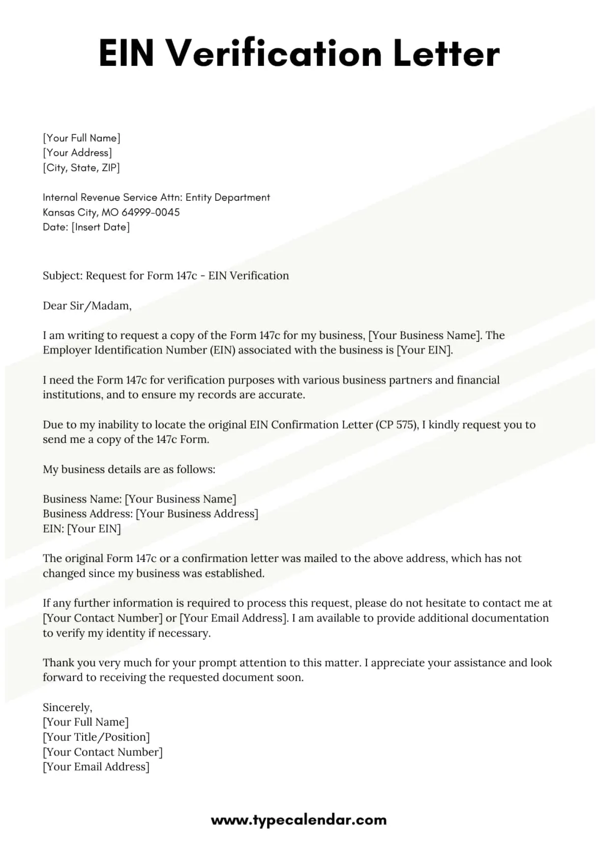 20+ free printable ein verification 147c letter templates