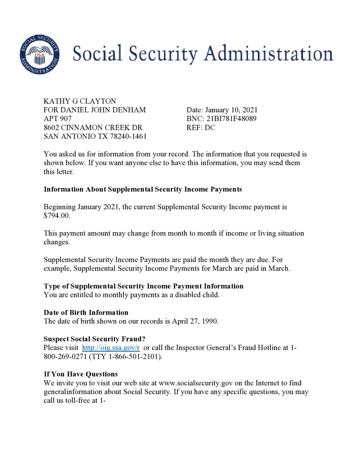 Social security card infoupdate