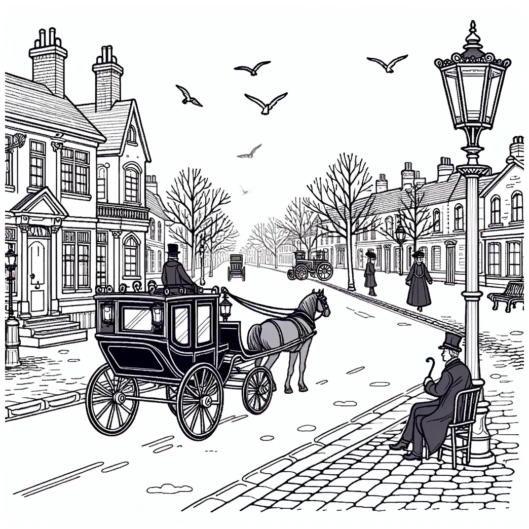 S victorian children printable coloring page