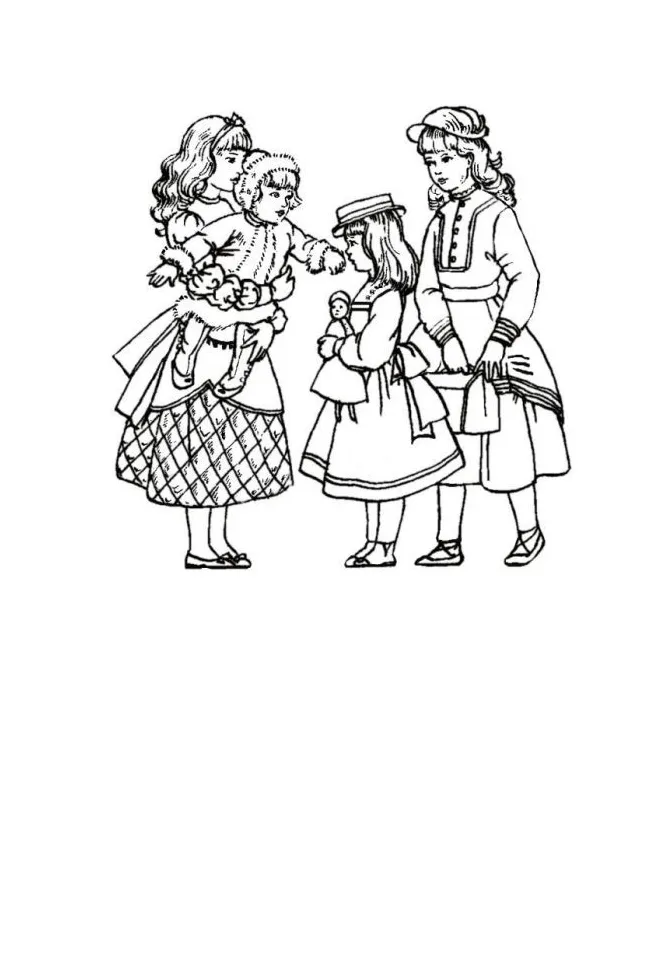 S victorian children printable coloring page