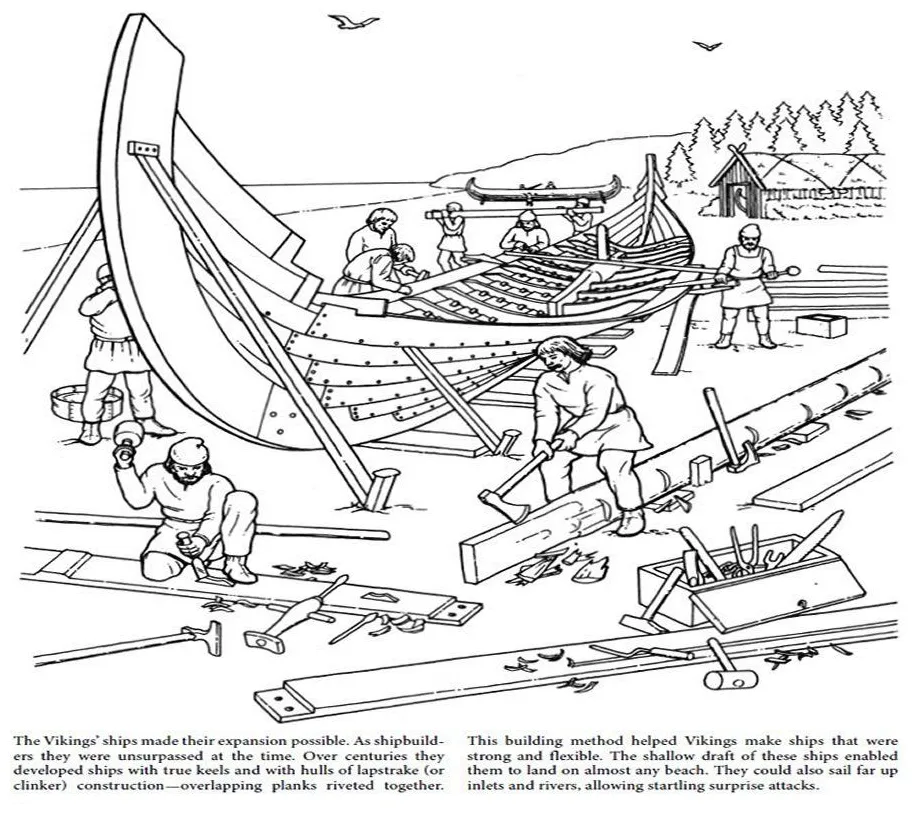 Viking longship colouring pages sketch coloring page
