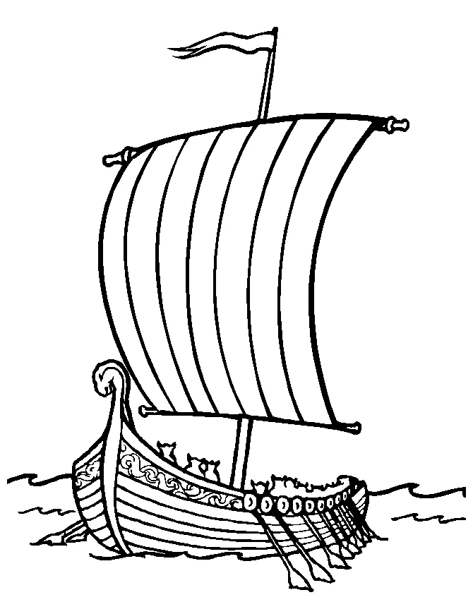 Viking Longship Colouring Pages Sketch Coloring Page