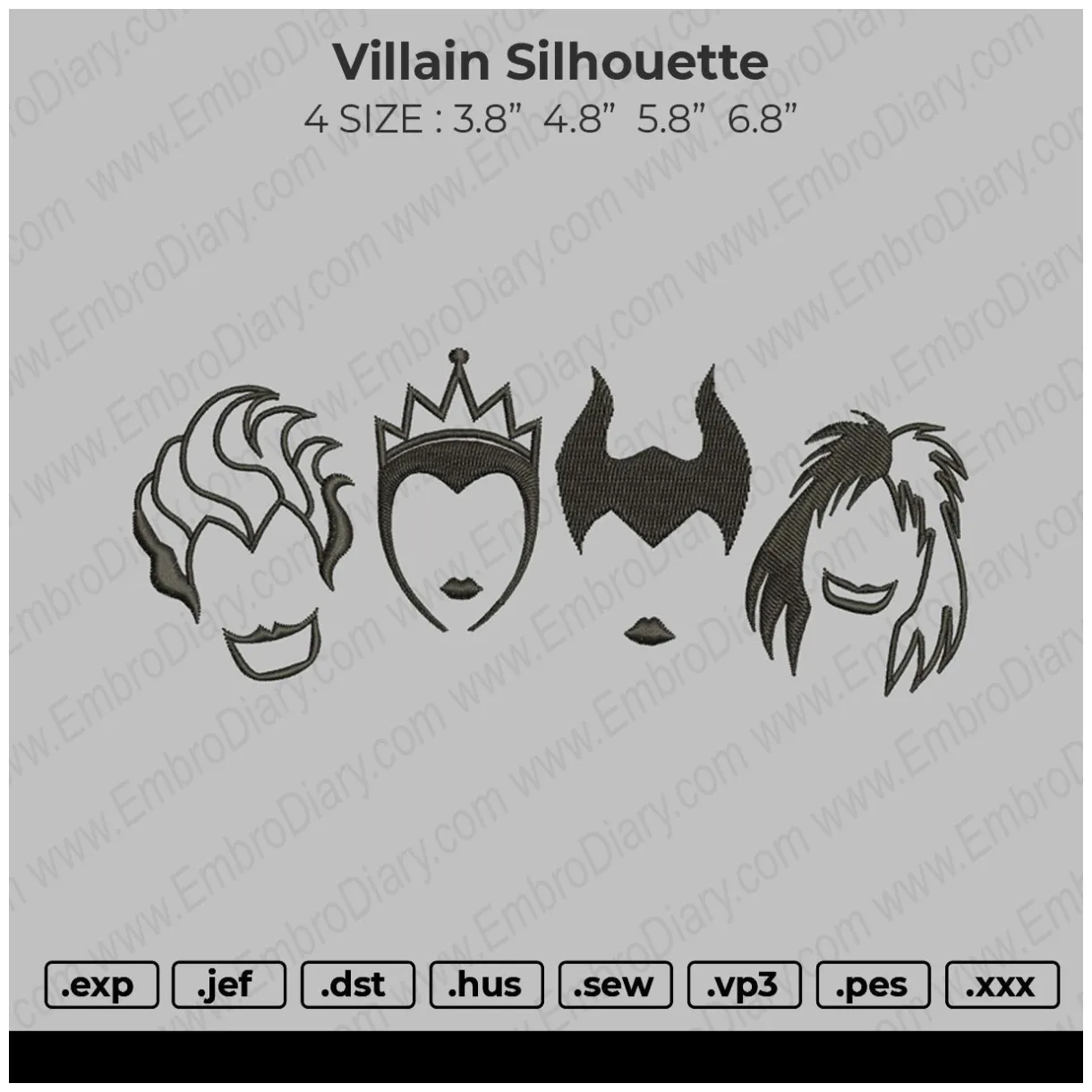 Villain silhouette embroidery embrostudio