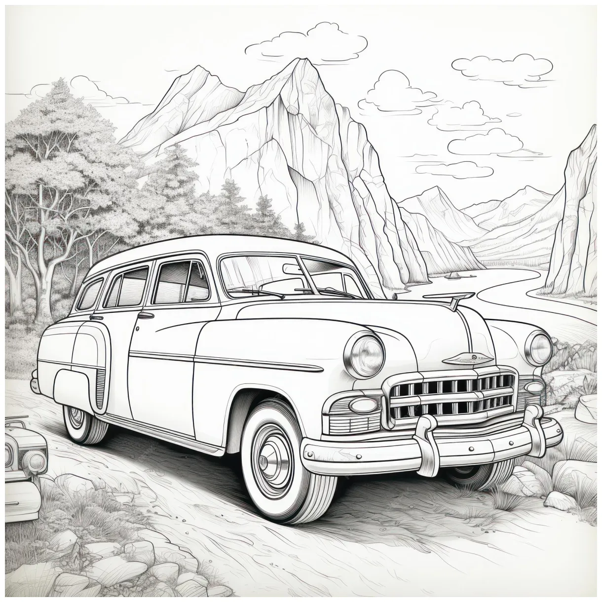 Premium coloring page vintage car