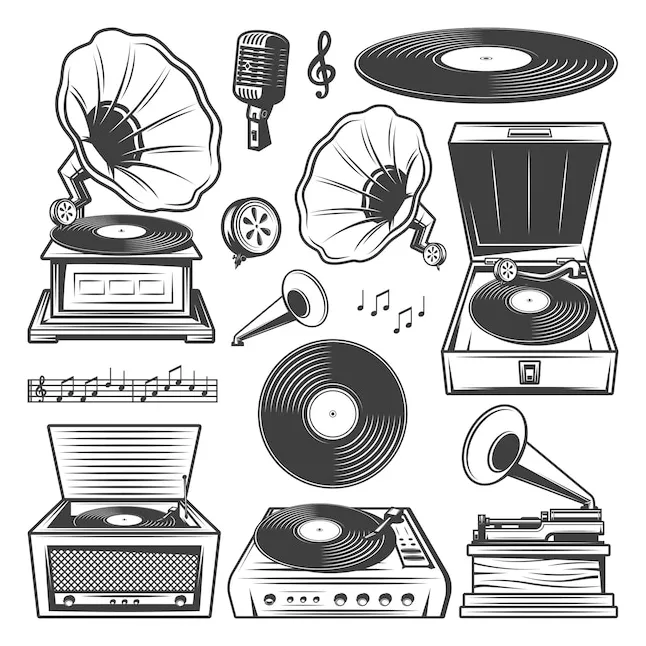 Vinyl Record Coloring Page Record Player Vinyl Royalty Free Vector