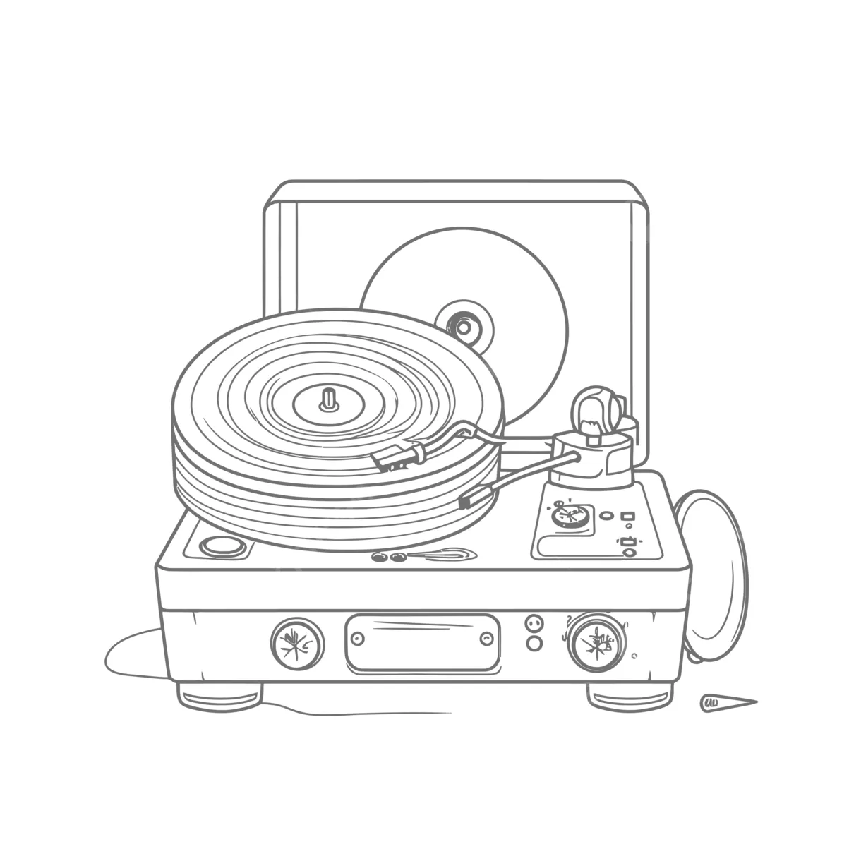 Vinyl Record Coloring Page Record Player Vinyl Royalty Free Vector