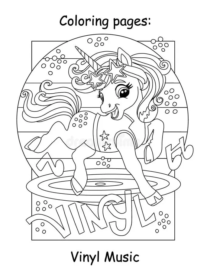 Vinyl Record Coloring Page Record Player Vinyl Royalty Free Vector