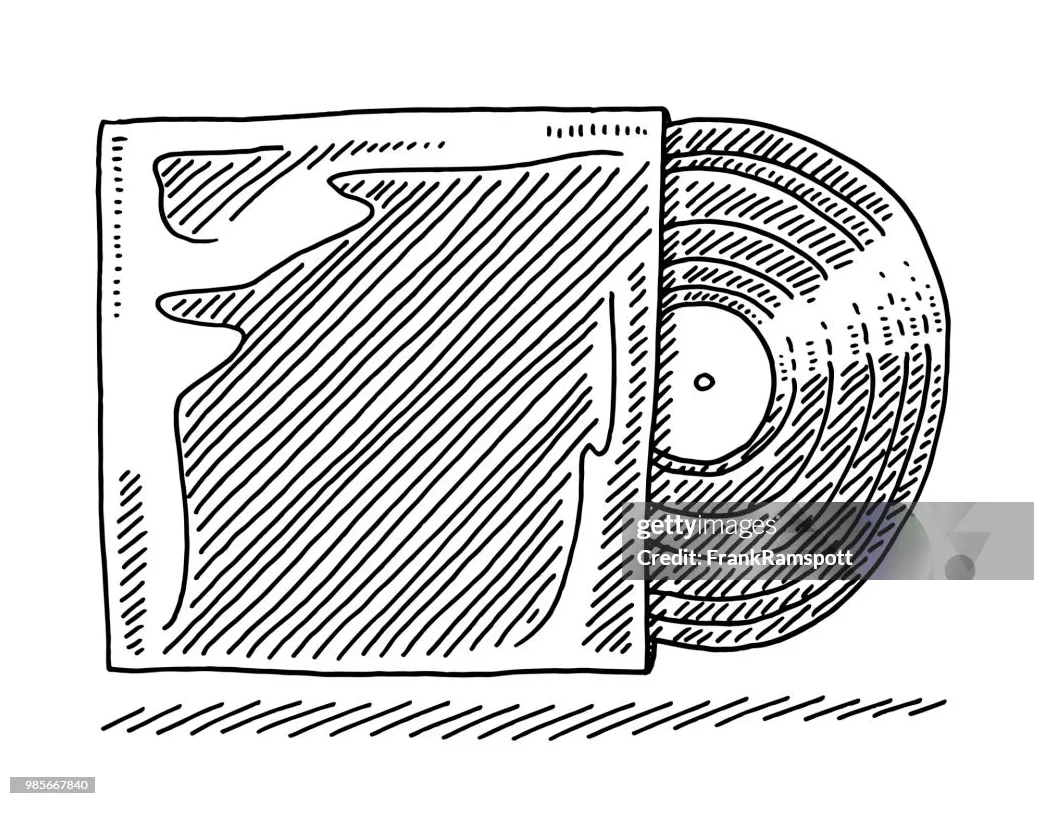 Vinyl Record Coloring Page Record Player Vinyl Royalty Free Vector