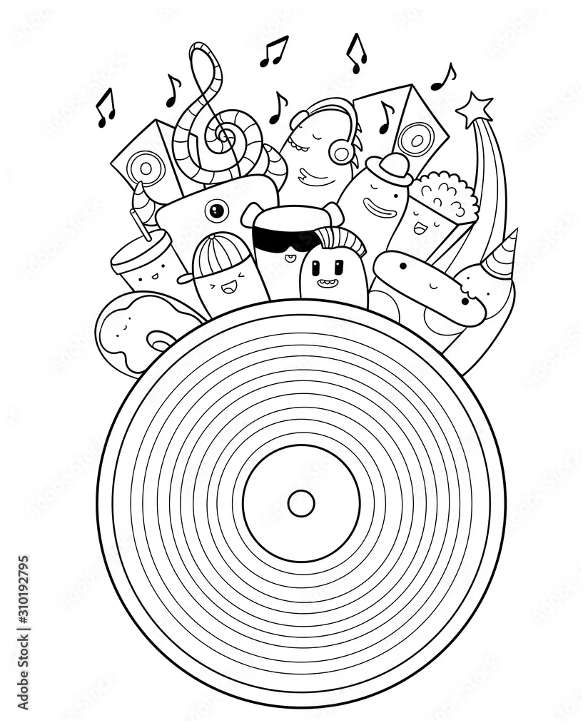 Vinyl Record Coloring Page