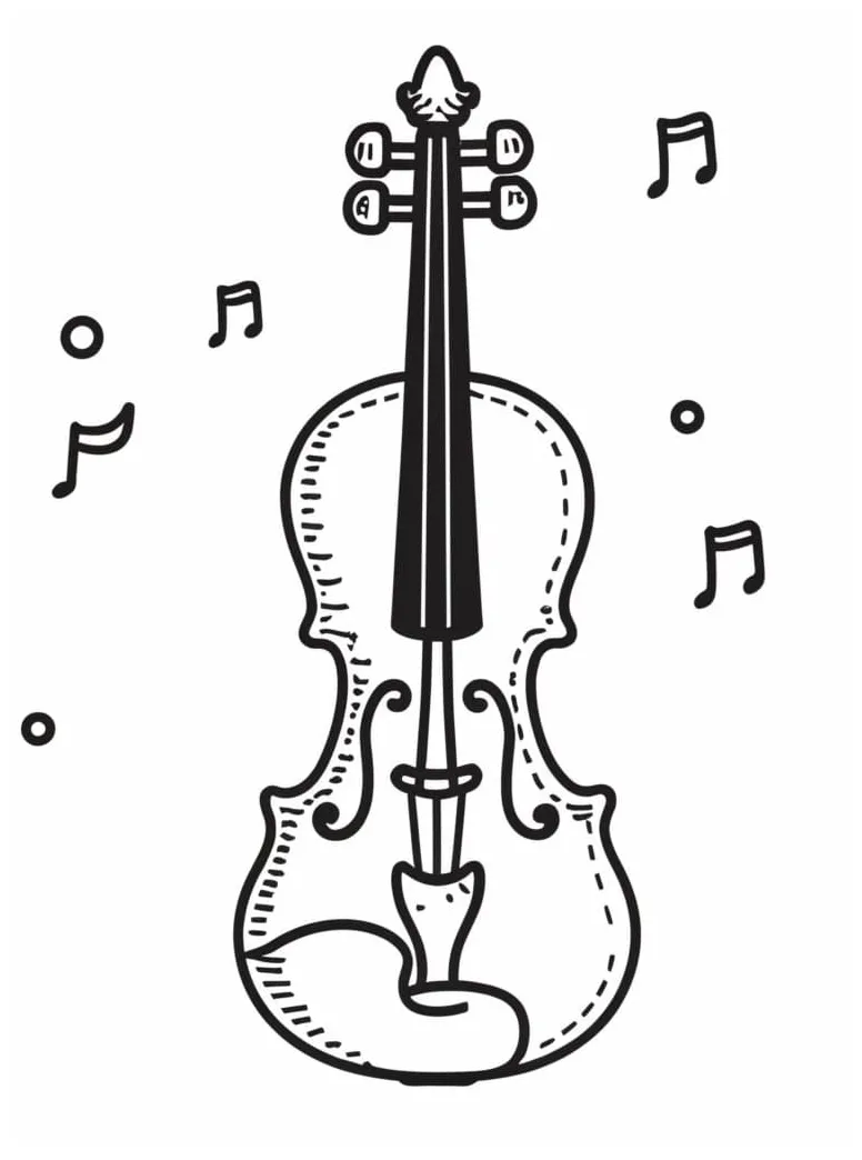 Violin free coloring page download, print or color online for free
