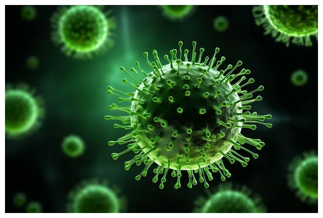 Premium a group of viruses and bacteria close up of a virus