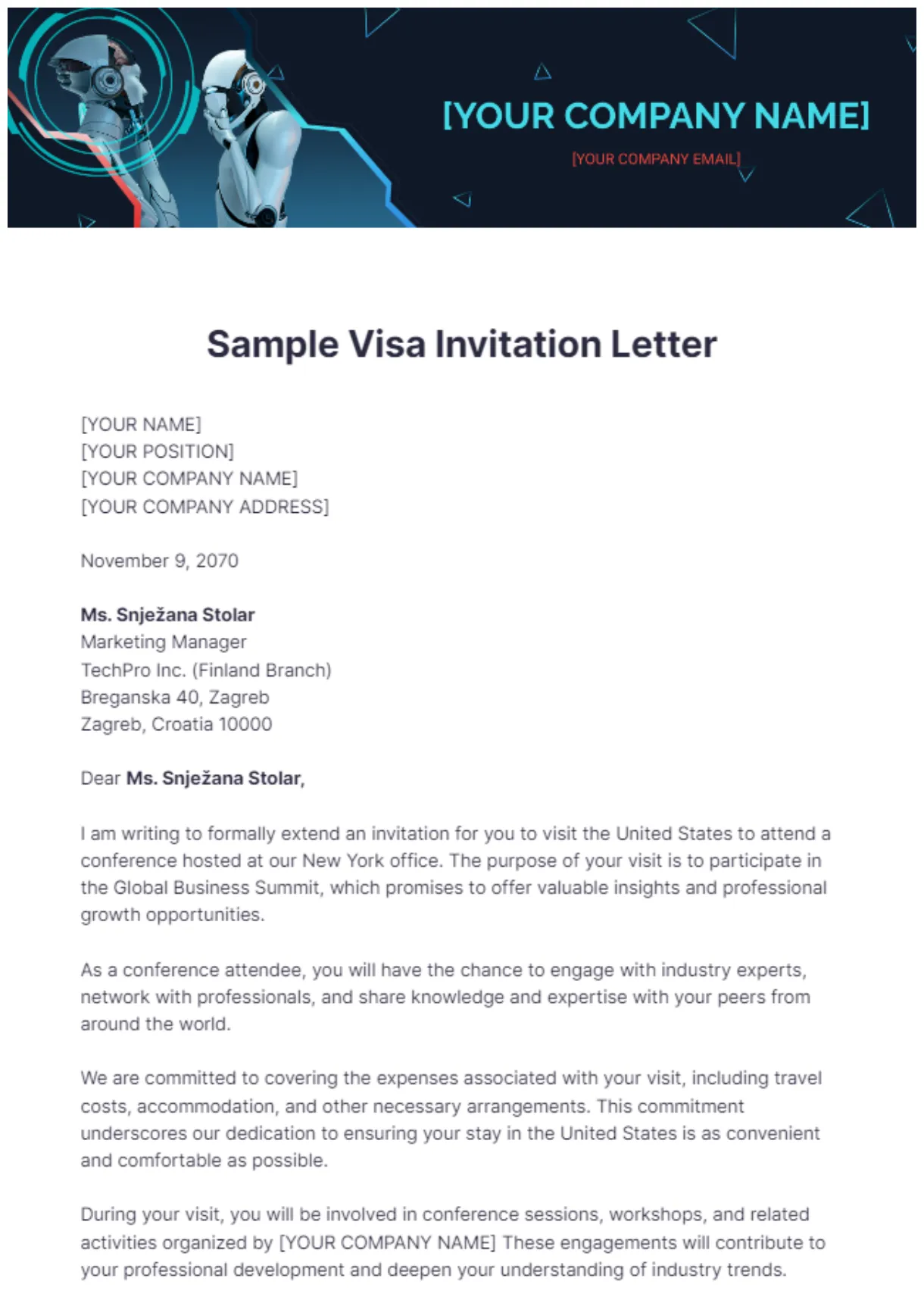 Free sample template to edit online