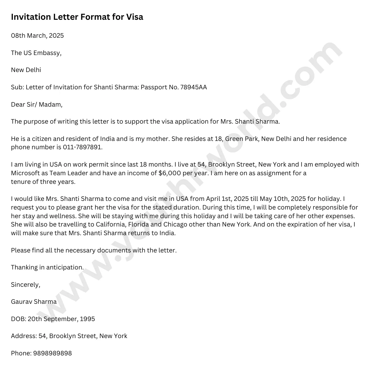 Invitation letter sample how to write invitation letter for visa?
