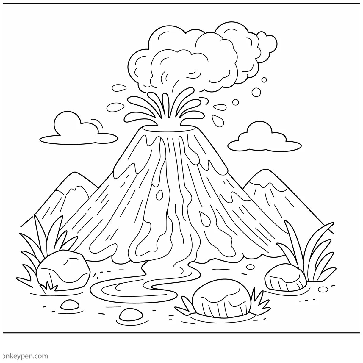 Volcanic eruption coloring page printable coloring page
