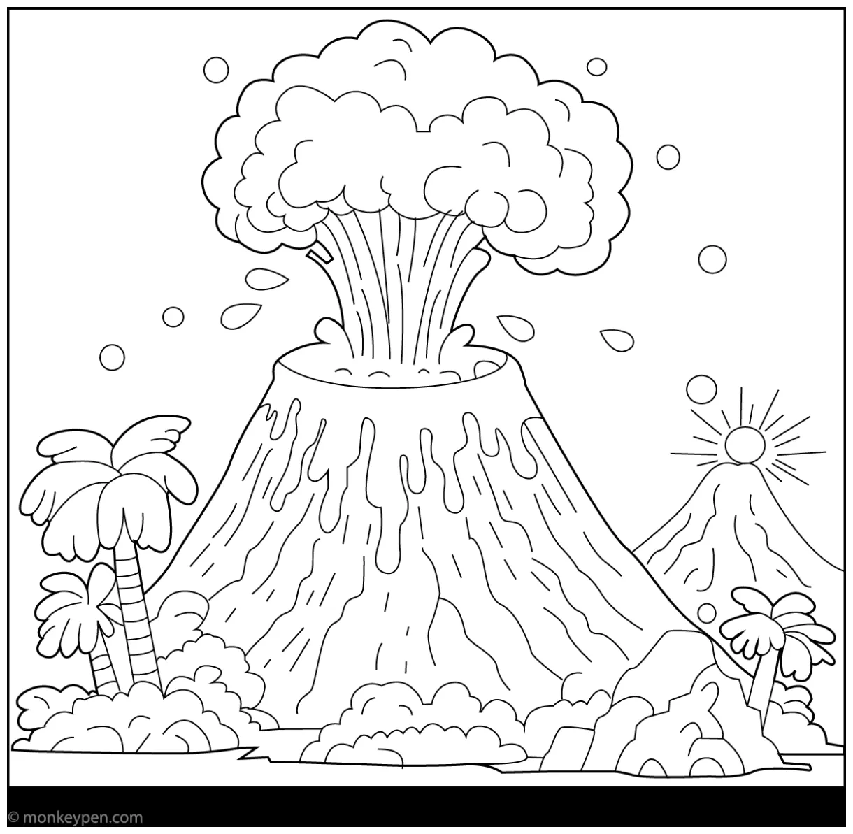 Volcanic eruption coloring page