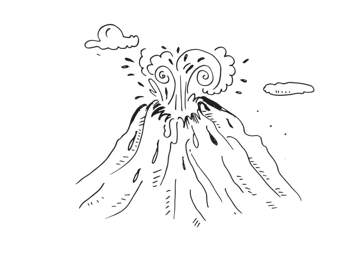 Volcano coloring page vector art, icons, and graphics for